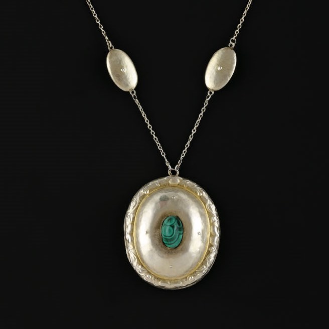 Medallion with Malachite and Original Chain